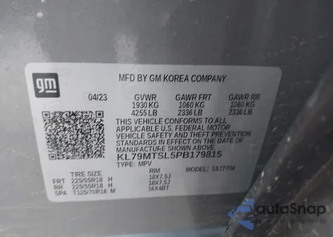 2023 Chevrolet Trailblazer Fwd Rs из США, поврежденный, VIN KL79MTSL5PB179815